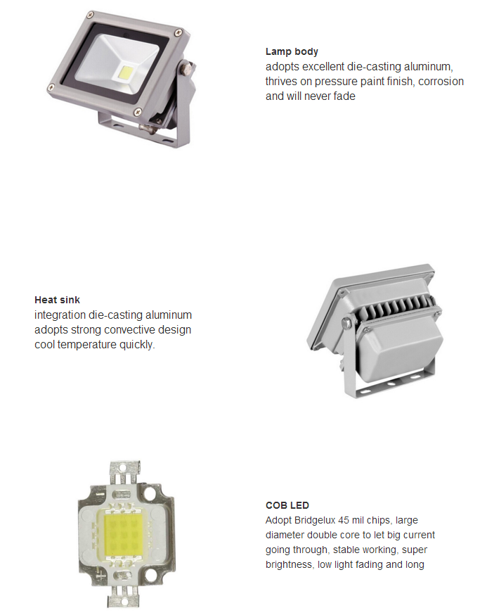 10W led flood light standard COB SMD