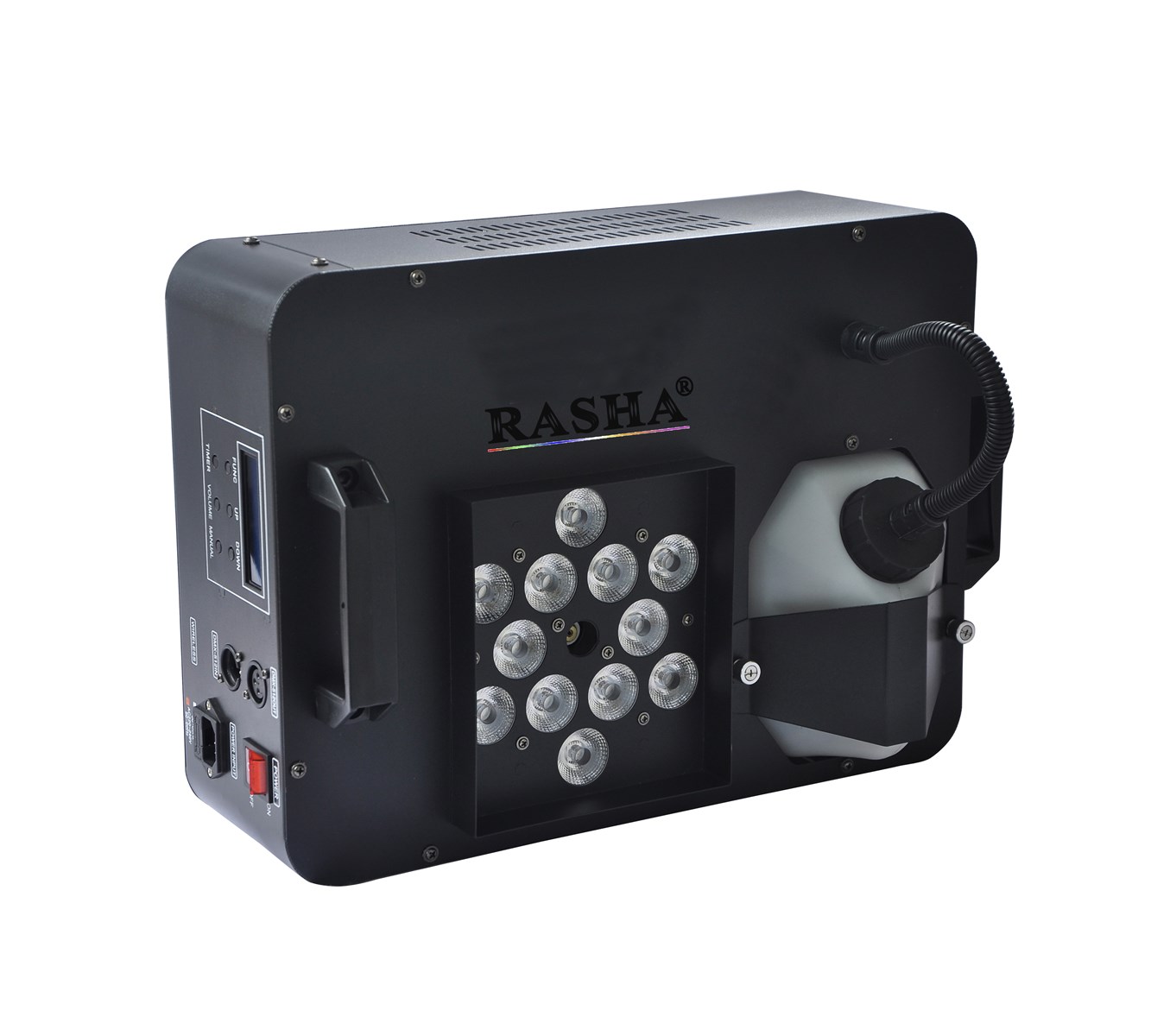 Rasha Hot Sale 12pcs10W 6in1 RGBAW UV 1500W LED Fog MachineDMX Smoke Machine with Remtoe