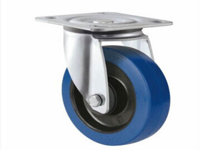 Blue elastic rubber caster wheel swivel or fixed or swivel with brake
