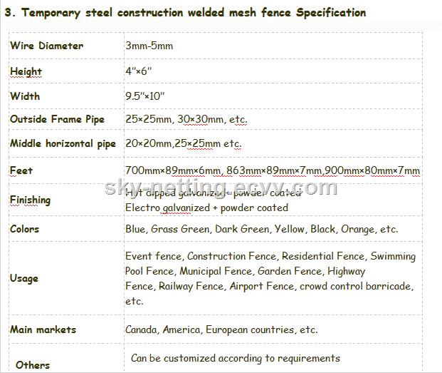 6x10 temporary steel construction welded mesh fence50x100mm temporary wire fence panel hot sale