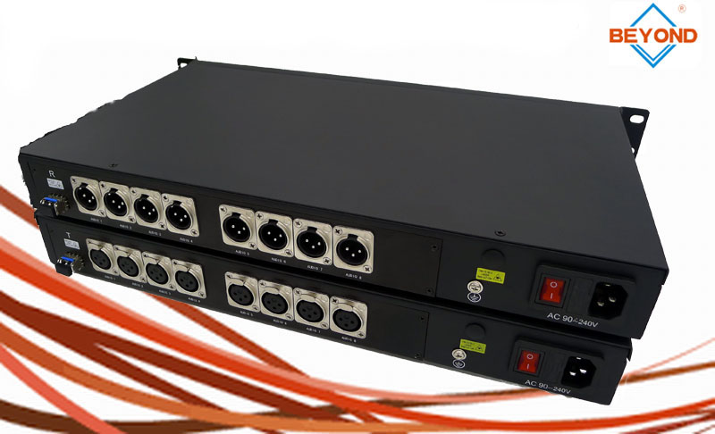 8 channel XLR Broadcast Audio to fiber converter with XLR over Fiber optic Extender Transmitter Receiver