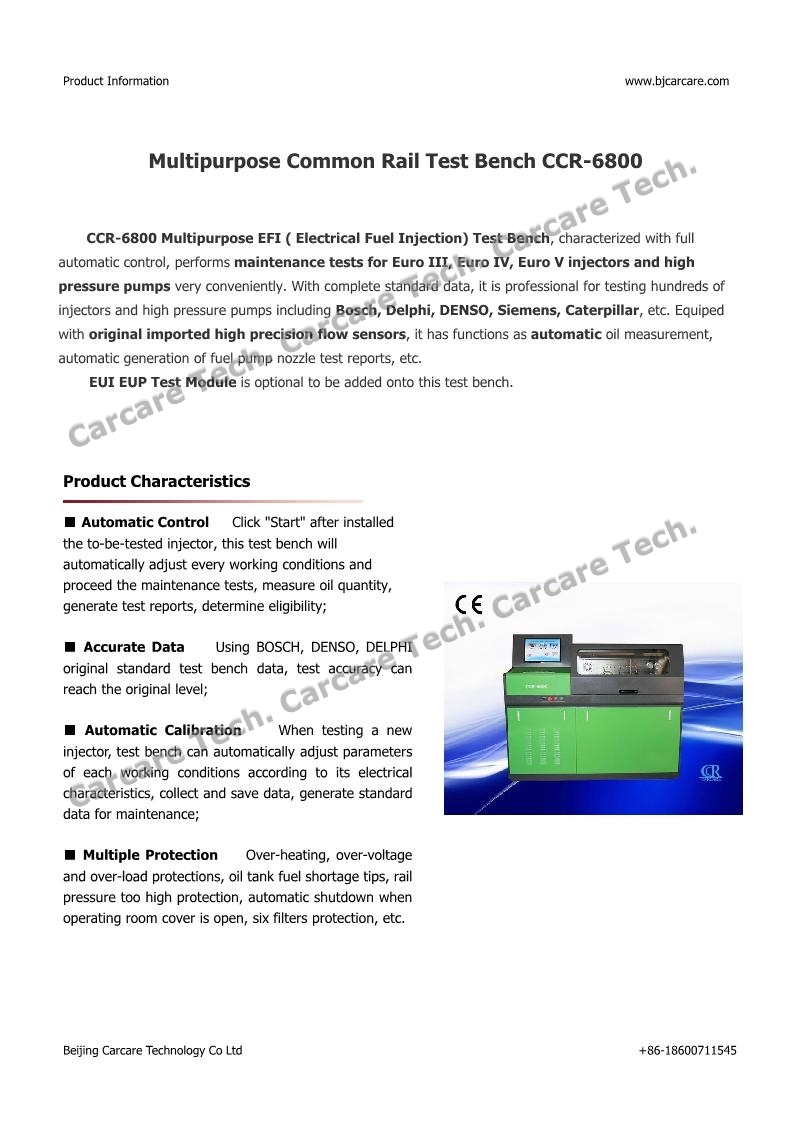 CCR6800 Multipurpose Diesel Fuel Injection Pump Test Bench