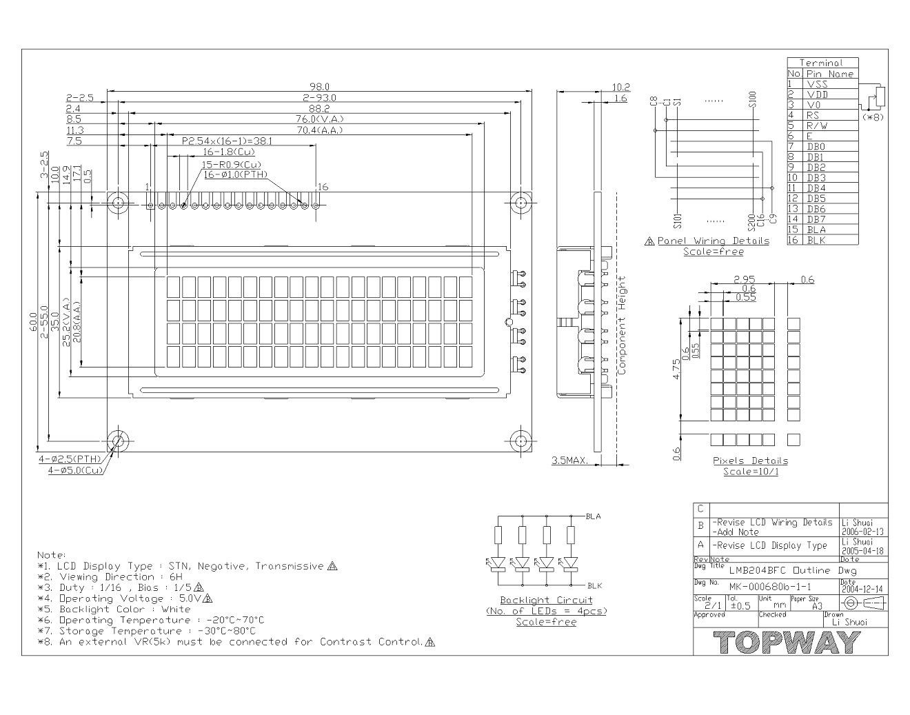 Alphanumeric COB LCD Module LMB204B