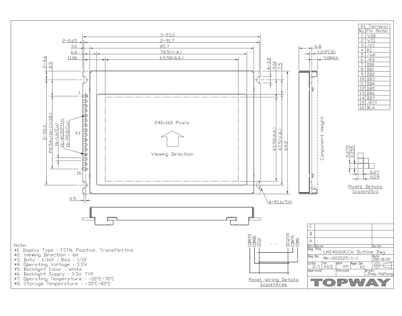 240160 COG LCD Module