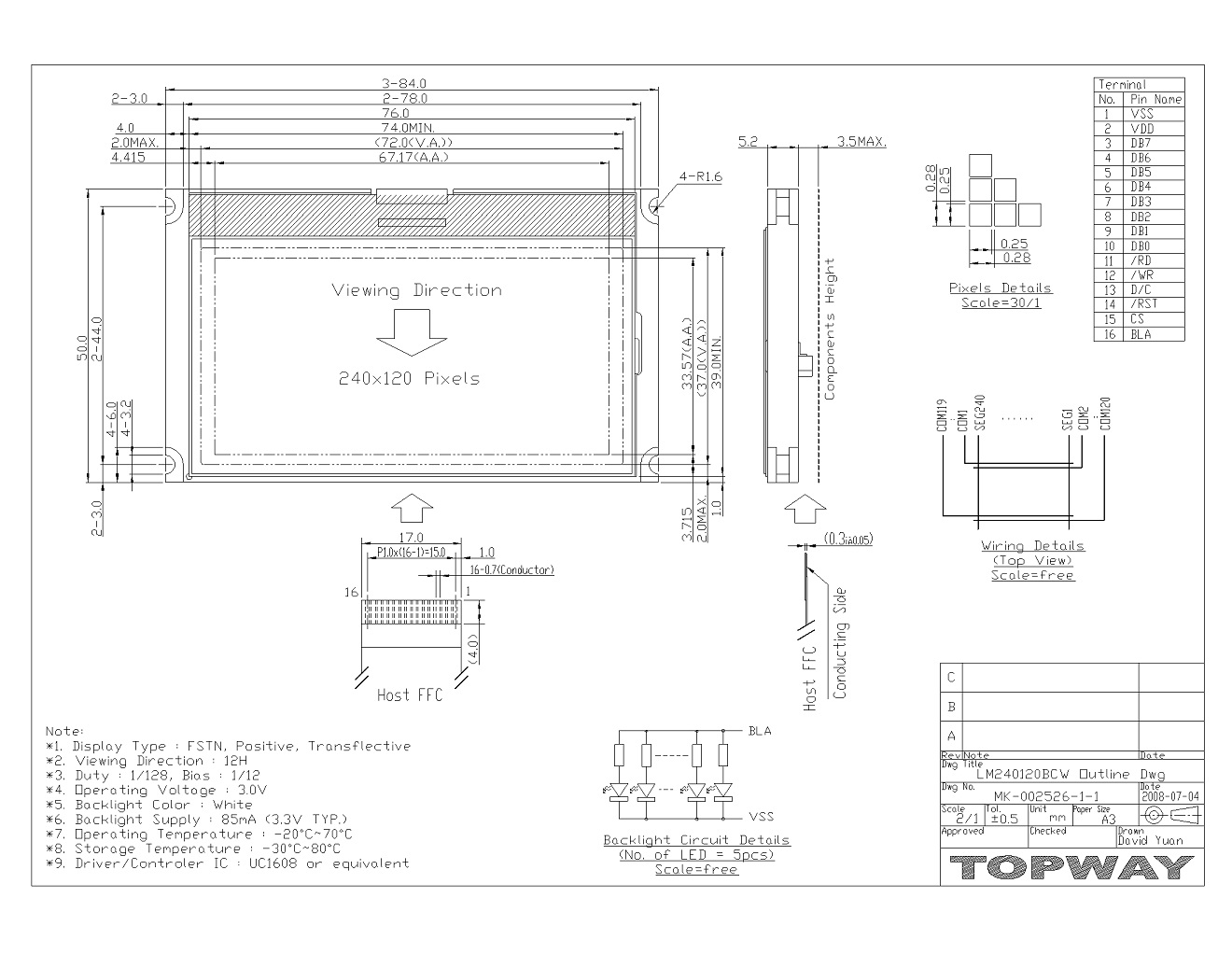 Graphics 240120 LCD LCM LM240120