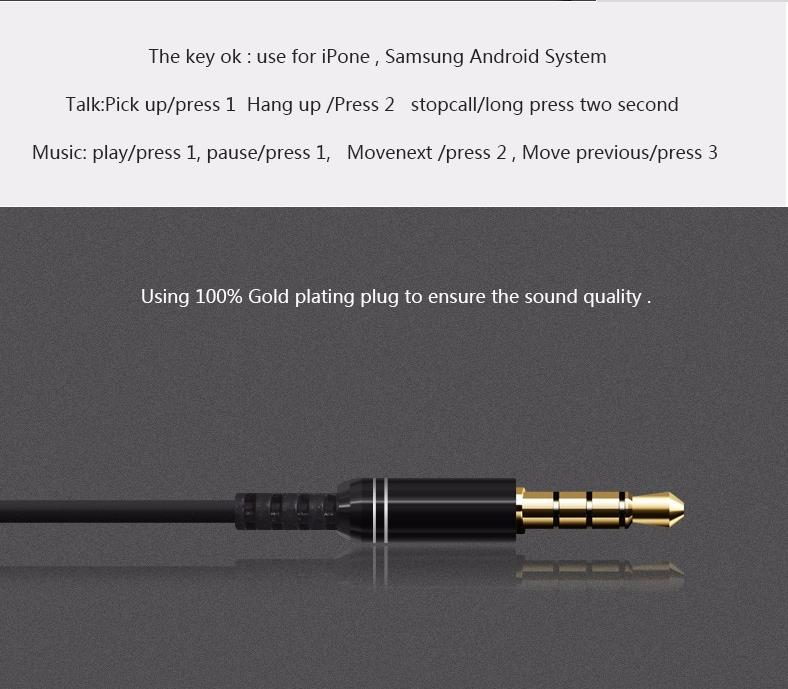 Metal Stereo InEar Earphone Earbuds Auriculares for Samsung for iPhone Earphones with Microphone