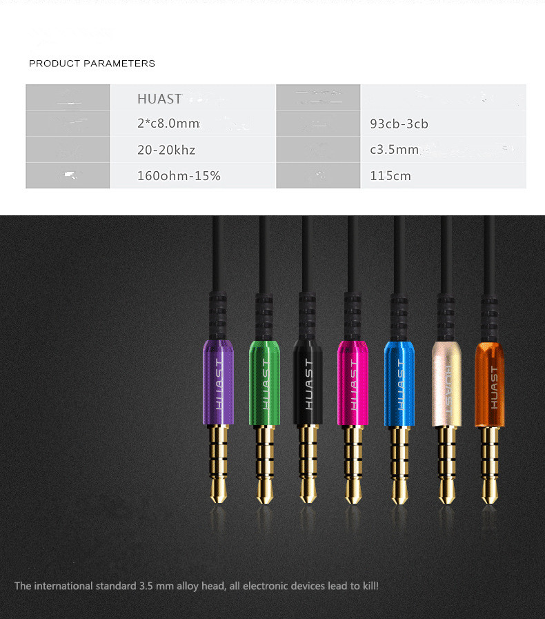 Stereo Earphones Super Bass 35mm InEar Earbuds Metal Headset with HD Mic