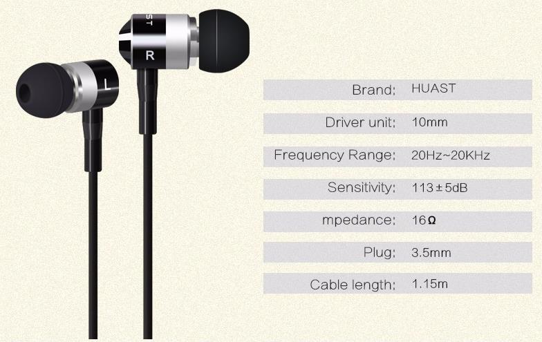 Metal Stereo InEar Earphone Earbuds Auriculares for Samsung for iPhone Earphones with Microphone