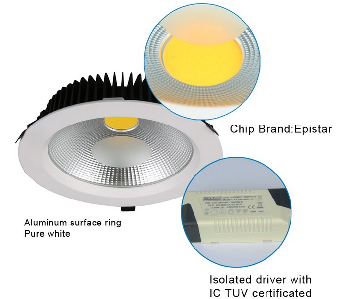 30W 8 inch LED COB Downlight AK3509 Aluminum housing