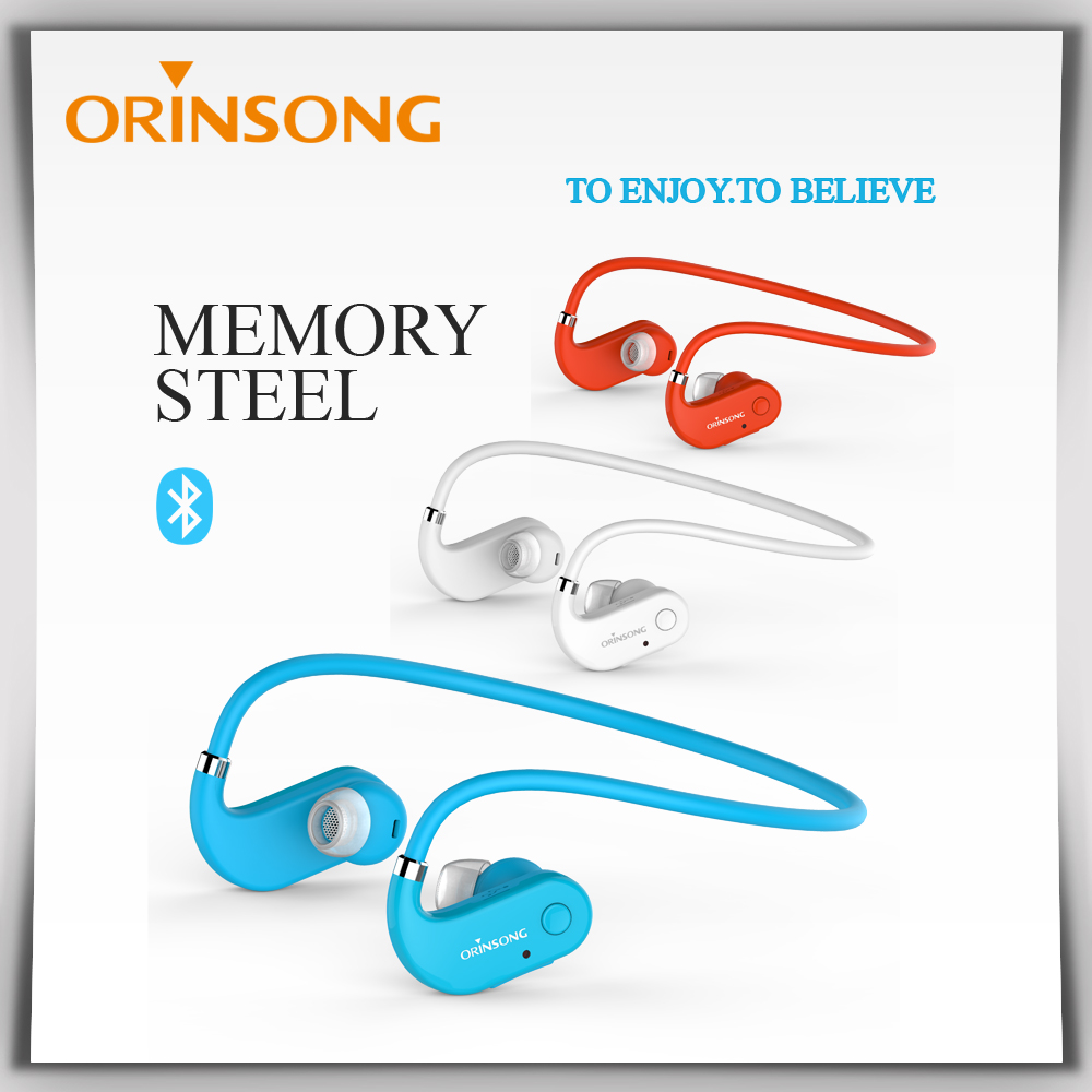 Orinsong Bluetooth Earphones with memory steel sports headsets