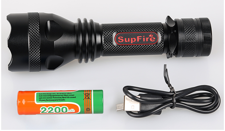 SupFire LED Y8 flashlight with Saber card