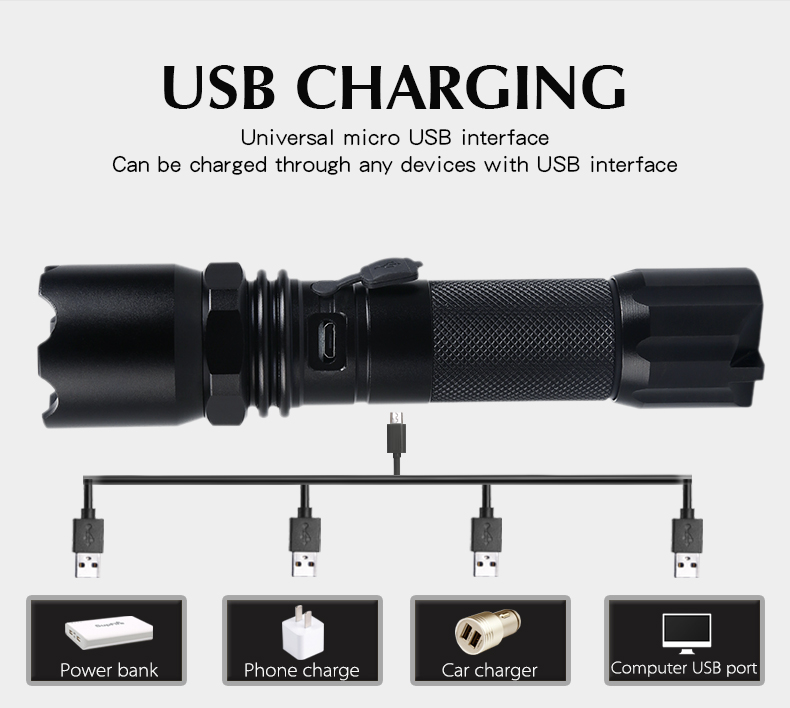 SupFire USB charging LED torch A10