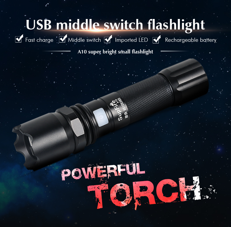 SupFire USB charging LED torch A10