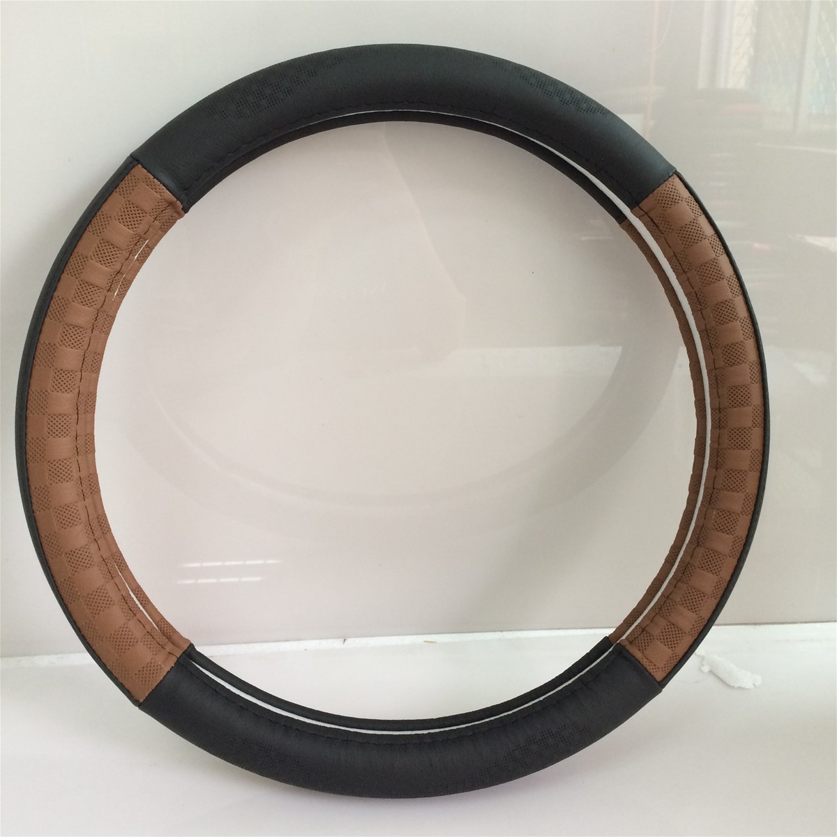 Genuine leather car steering wheel cover