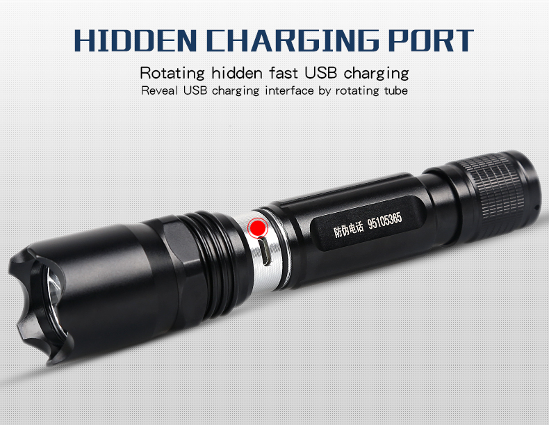 SupFire USB Charging 18650 battery Rechargeable LED torchC2