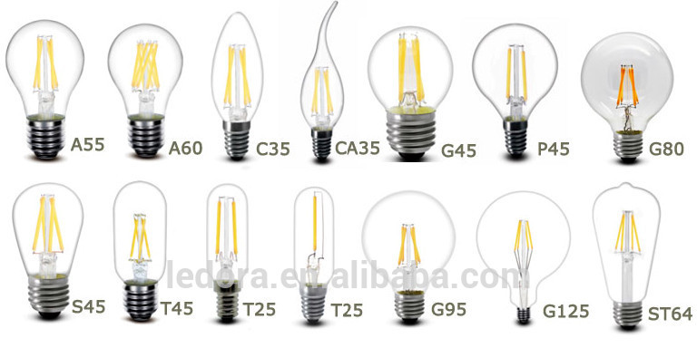 Hot sale 4w 6w 8w E26 E27 dimmbale A60A19 led filament bulb