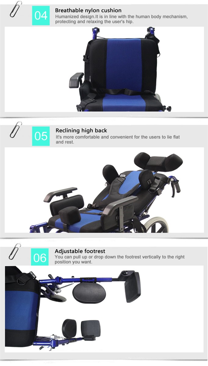 Topmedi new rehabilitation product Reclining cerebral palsy Wheelchair for children