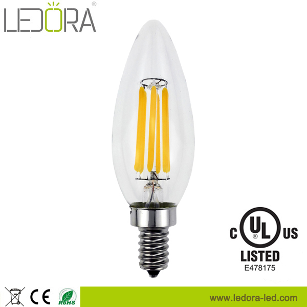 Indoor decorative led lighting dimmable 6w e12 led candle filament bulb