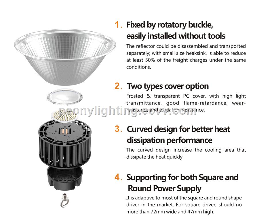 Fins materials Philips chip meanwell driver 100w 150w 200w LED highbay light LED industrial light