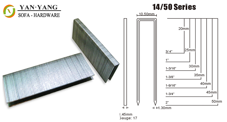 1450 series golden color 17ga furniture crown staples 14 series sofa staples