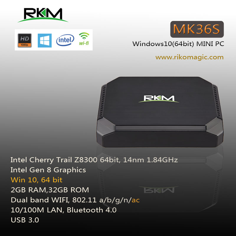Windows 10 MINI PC 64bit intel Cherry Trail Z8300 2G RAM 32G eMMC