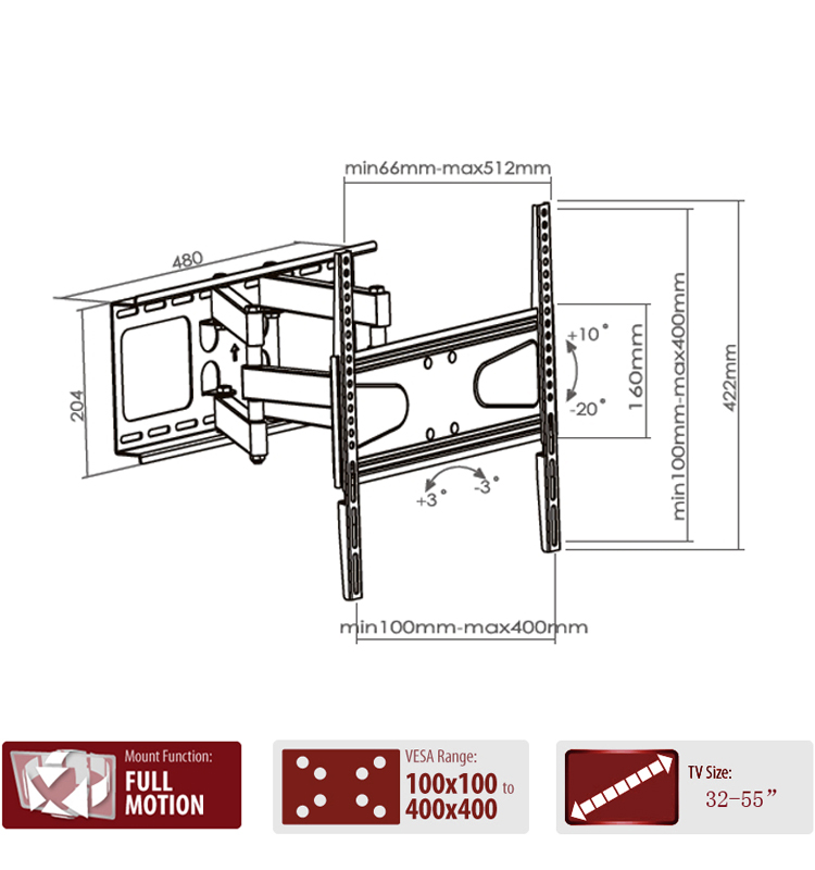 Removable Lcd Vertically Adjustable Tv Wall Mount Lcd Brackets Vesa 400 Wall Mount