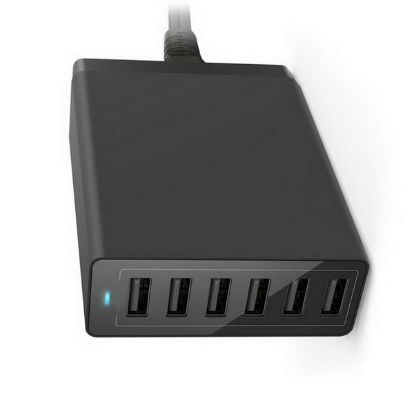 6Port Rapid Charger USB WallDesktopTravel Smart IC Charging Station for Mobile Phone and More