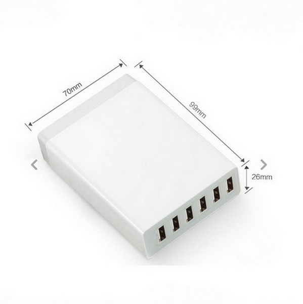 6Port Rapid Charger USB WallDesktopTravel Smart IC Charging Station for Mobile Phone and More