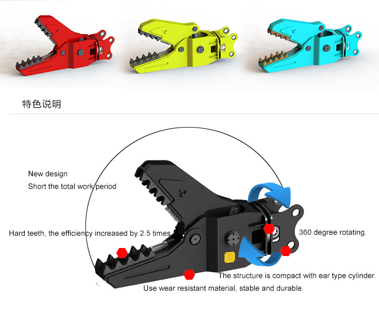 New type rotaryfixed Beiyi excavator hydraulic concrete crusher for construction pulverizer