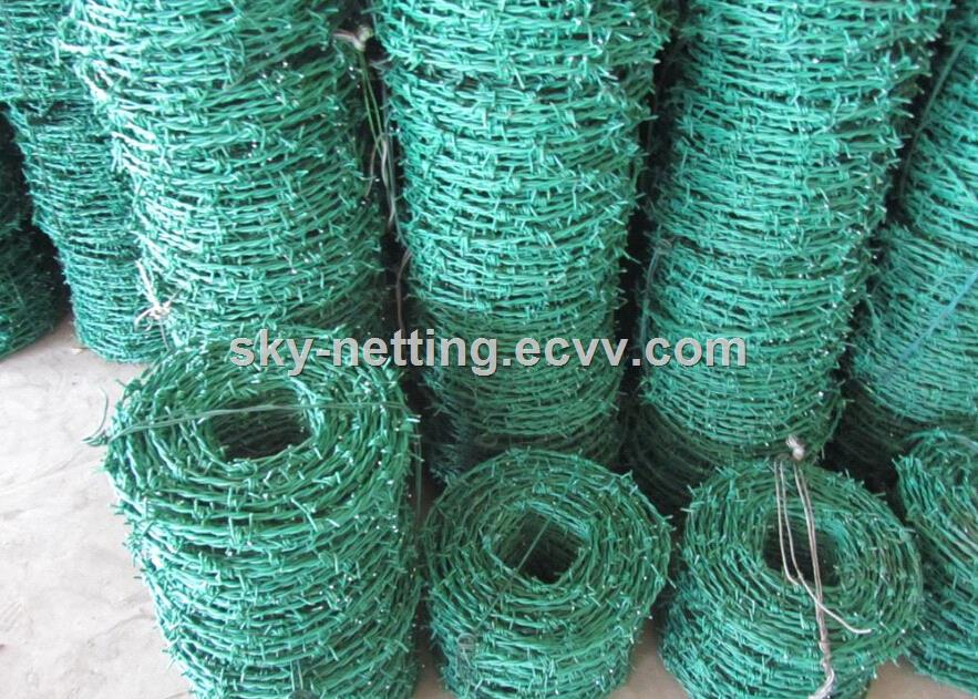 BWG 13 galvanized then PVC coated barbed wire