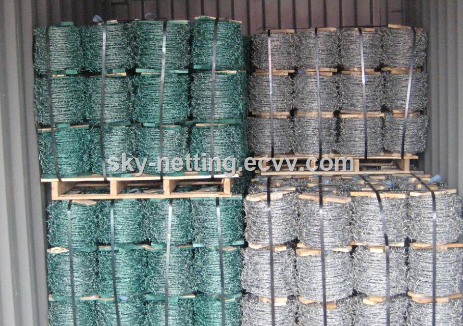 BWG 13 galvanized then PVC coated barbed wire