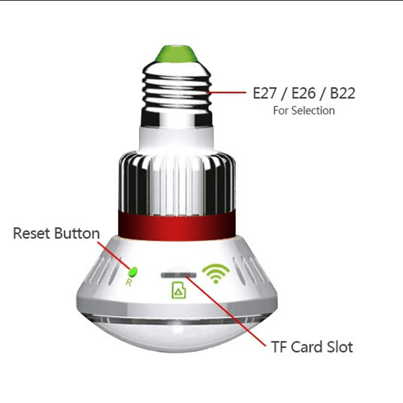 EAZZYDV Wireless HD720P Bulb WIFI Camera with LED light