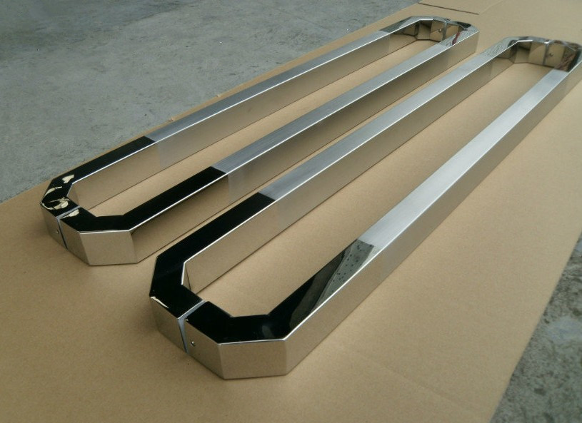 Sliding stainless steel tempered glass door handle