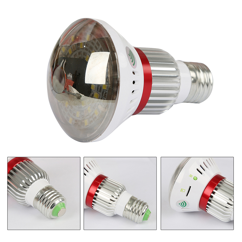 Wireless Hidden Bulb WIFI Camera with LED light and Mirror Cover