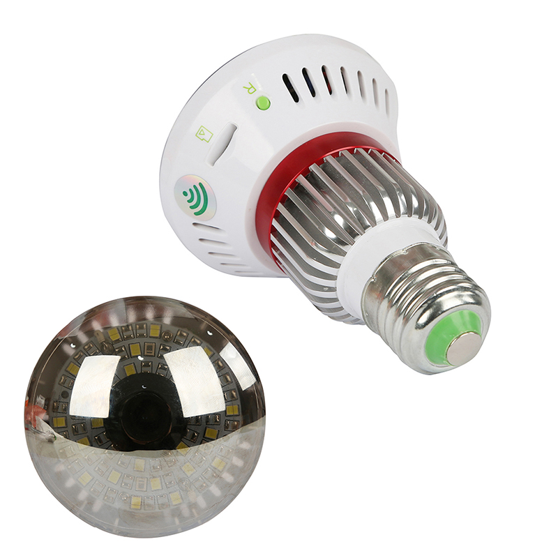 Wireless Hidden Bulb WIFI Camera with LED light and Mirror Cover