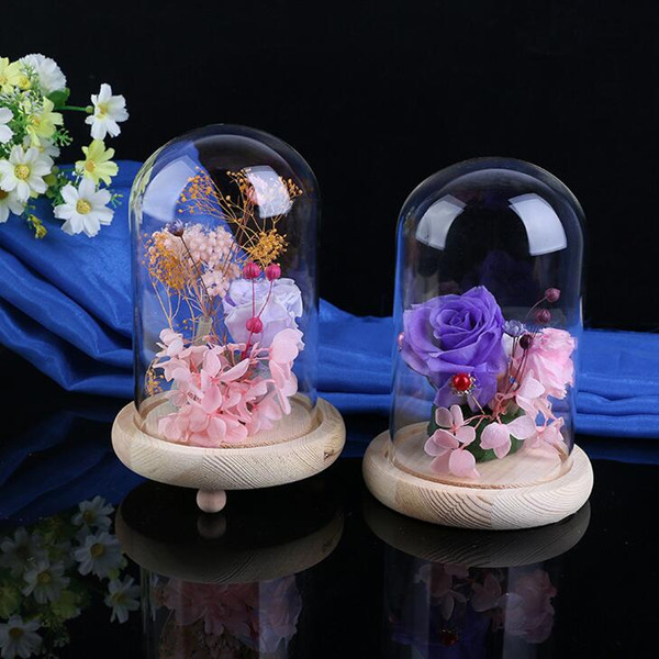 Transparent Glass Dome Vase Home Decoration Handmade Glassaware Gift Log Base