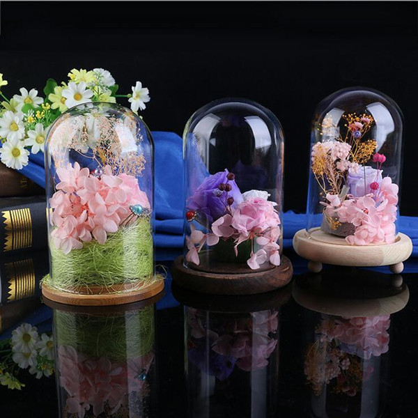 Transparent Glass Dome Vase Home Decoration Handmade Glassaware Gift Log Base