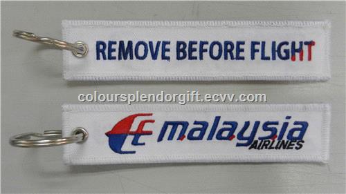 Wholesale Quality Malaysia Airlines Embroidered Tag Keychain Keyring