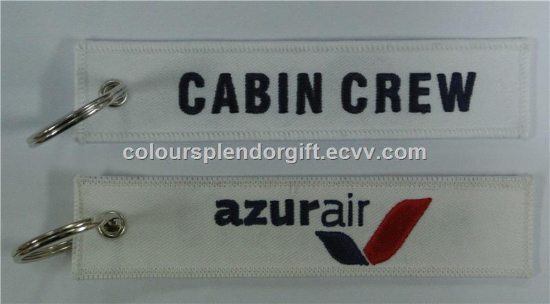 Wholesale Cabin Crew Azur Air Custom Logo Embroidery Fabric Keychain Personalized Gifts