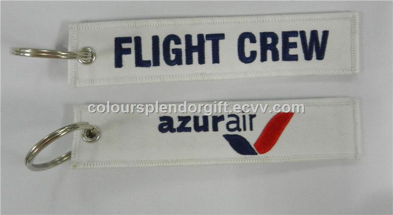 Wholesale Cabin Crew Azur Air Custom Logo Embroidery Fabric Keychain Personalized Gifts