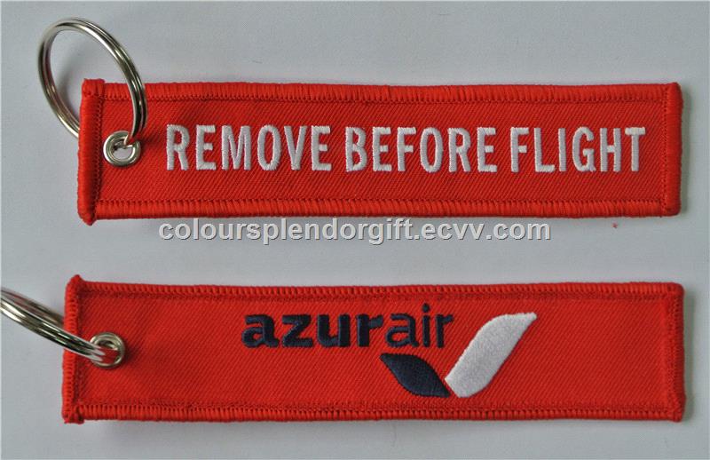 Wholesale Cabin Crew Azur Air Custom Logo Embroidery Fabric Keychain Personalized Gifts