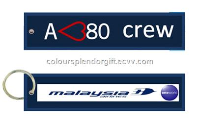 Wholesale Quality Malaysia Airlines Embroidered Tag Keychain Keyring