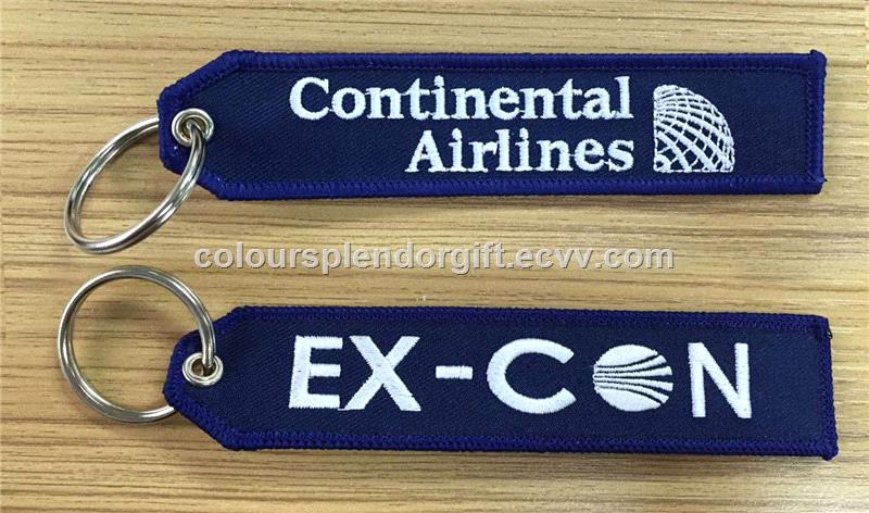 Continental Airlines ExCon Fabric Embroidered Key Tags Wholesale Retail and Customize