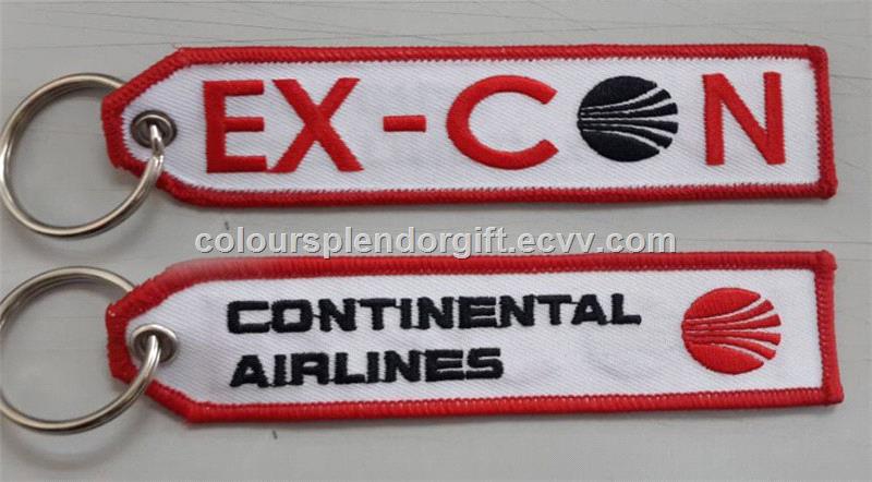 Continental Airlines ExCon Fabric Embroidered Key Tags Wholesale Retail and Customize