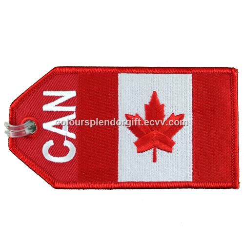 Remove Before Flight Air Canada Custom Logo Embroidery Fabric Keychain