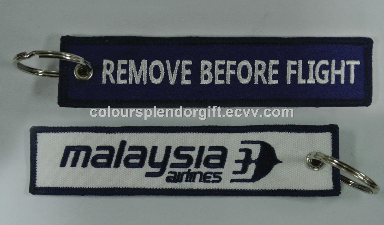 Wholesale Quality Malaysia Airlines Embroidered Tag Keychain Keyring