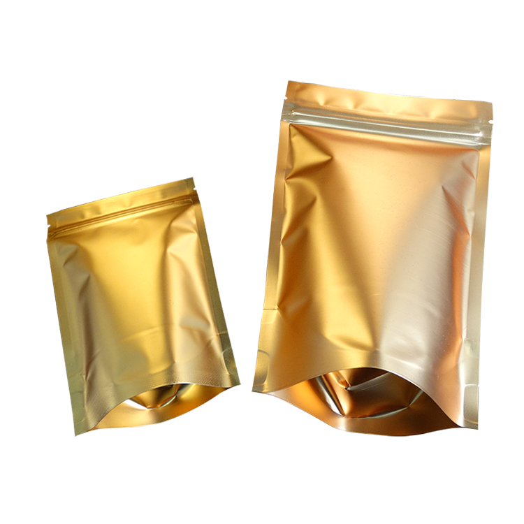 gold aluminium foil pouch standup zipper lock doypack snack packaging bags