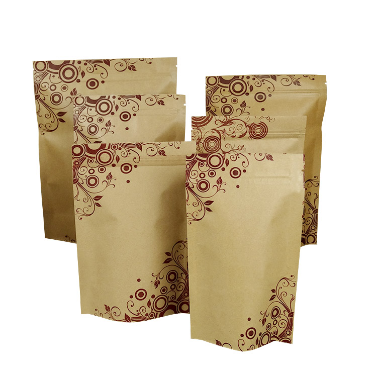 printing Kraft aluminized foil pouch standup zipper lock moistureproof doypack packaging bags