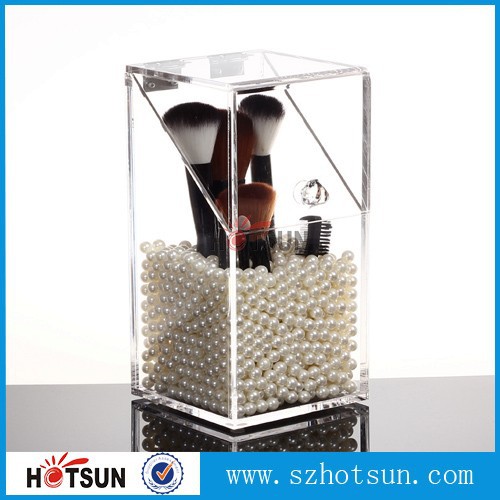Plexiglass Acrylic Makeup Brush Holder with Lids