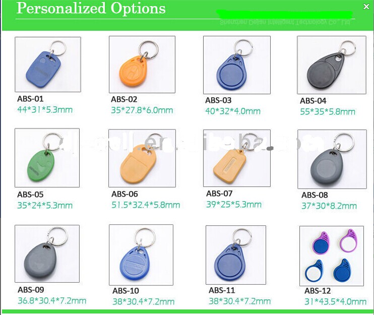 ABS low cost rfid key finder125khz rfid key fob1356Mhz rfid key card